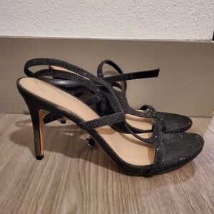 Mix No. 6 Glittery Black Strappy Heels
